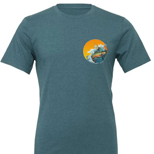 The Brook Surfing t shirt by Headwater Canyon.  Fly fishing tee shirt.