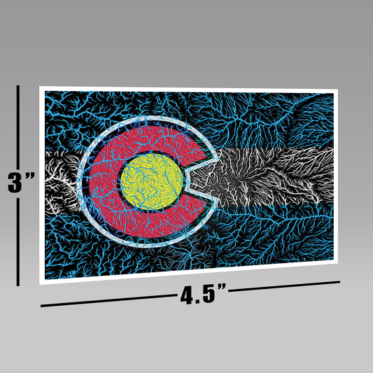 A vinyl decal of all Colorado Rivers and the Colorado Flag.