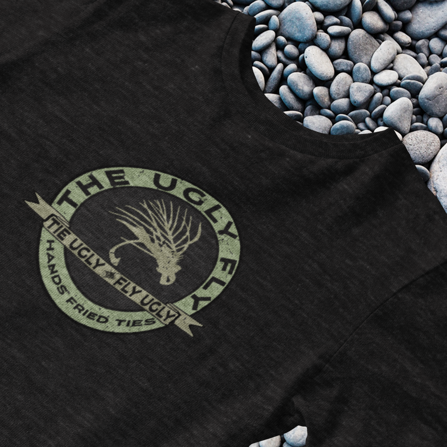 The Ugly fly tee shirt by Headwater Canyon.  Fly Tying t shirt. Black.  Fly fishing tee.