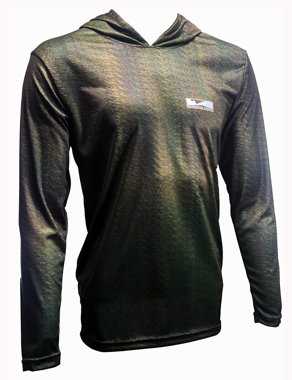 Front view of the  Headwater Canyon Adventurer Sun Hoodie.  Performance USA made sun protection hooded shirt for fly fishing.