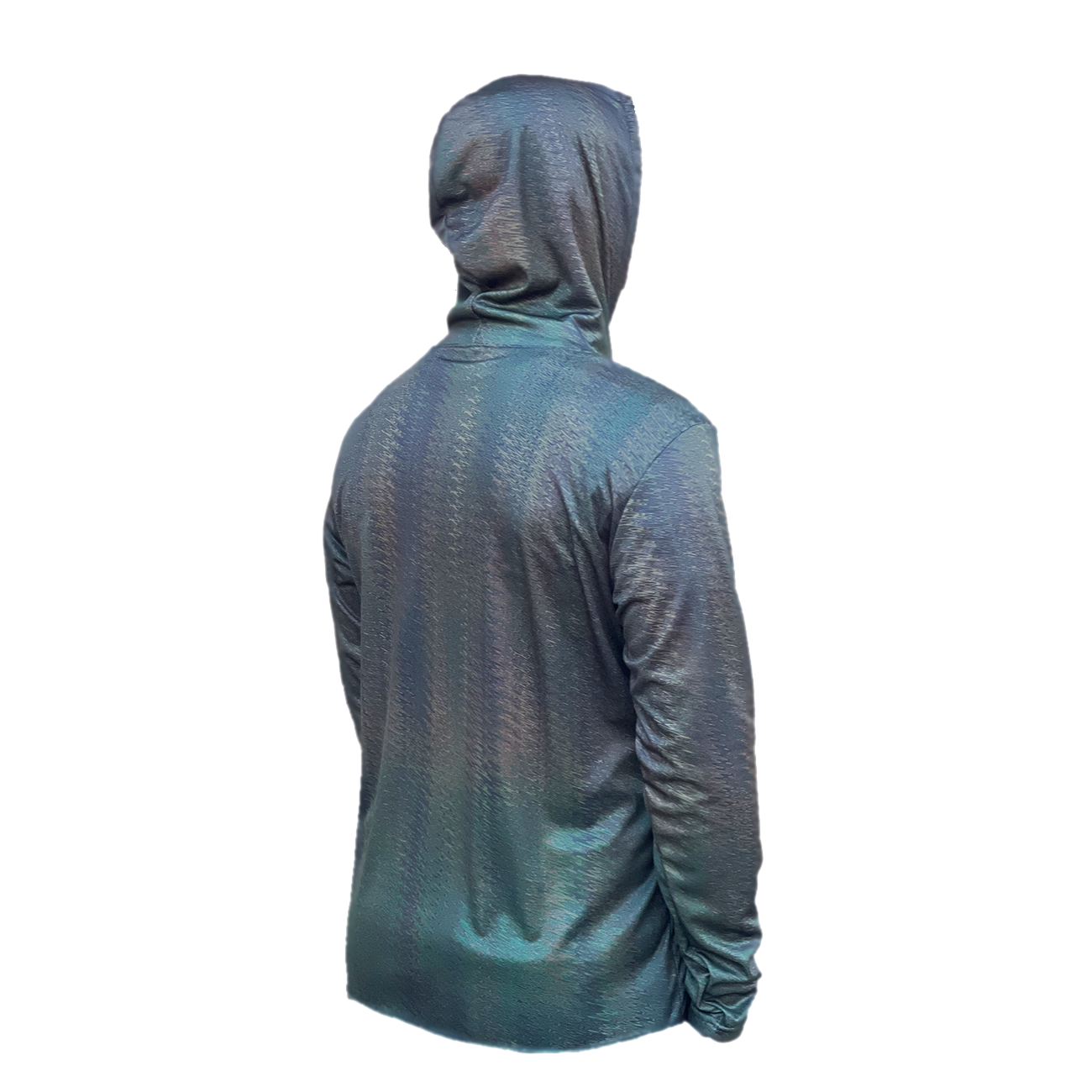Back view of the  Headwater Canyon Adventurer Sun Hoodie.  Performance USA made sun protection hooded shirt for fly fishing.